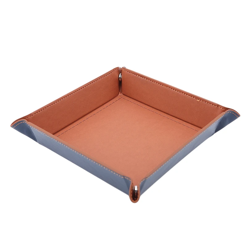 Kreative Klapp Tablett PU Leder Valet Schmuckstück Zusammenklappbare Telefon Schlüssel Brieftasche Münze Desktop Lagerung Kleinigkeiten Box Bins Zubehör – Detail 10