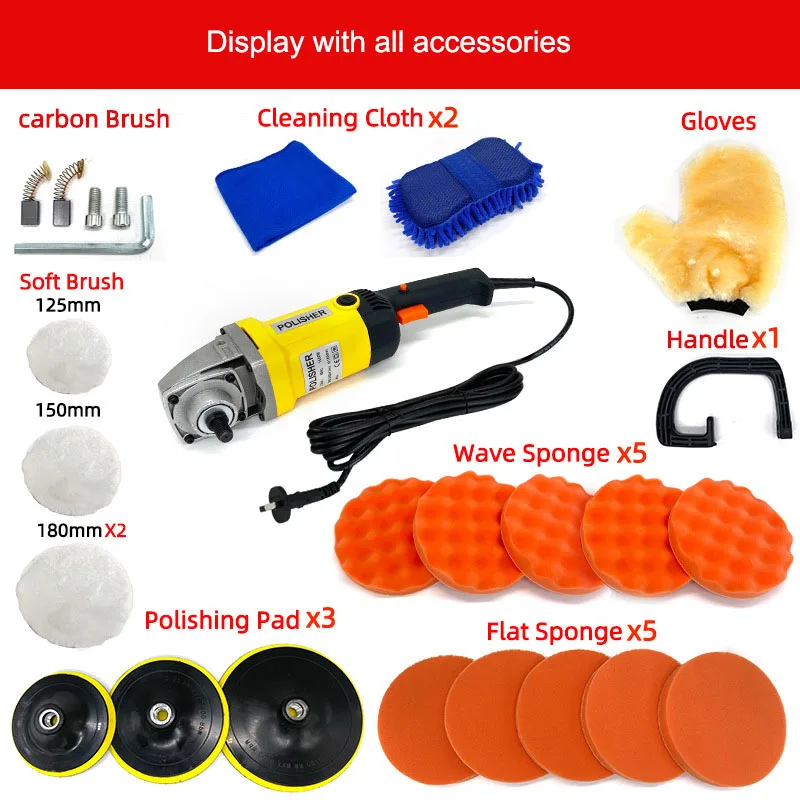 1400W Adjustable Rotary Orbital Floor Car Polisher 110V/220V Auto Waxing and Glazing Multifunctional Polishing Machine