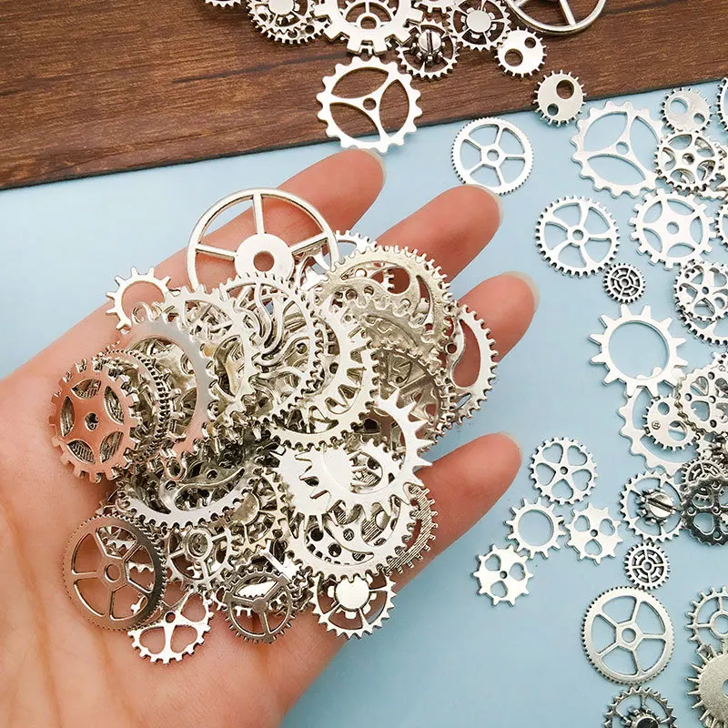 50g/bag Random Mix Color Mix Size Metal Mechanical Steampunk Cogs Gears Charms Pendant For DIY Jewelry Making Accessories image 5