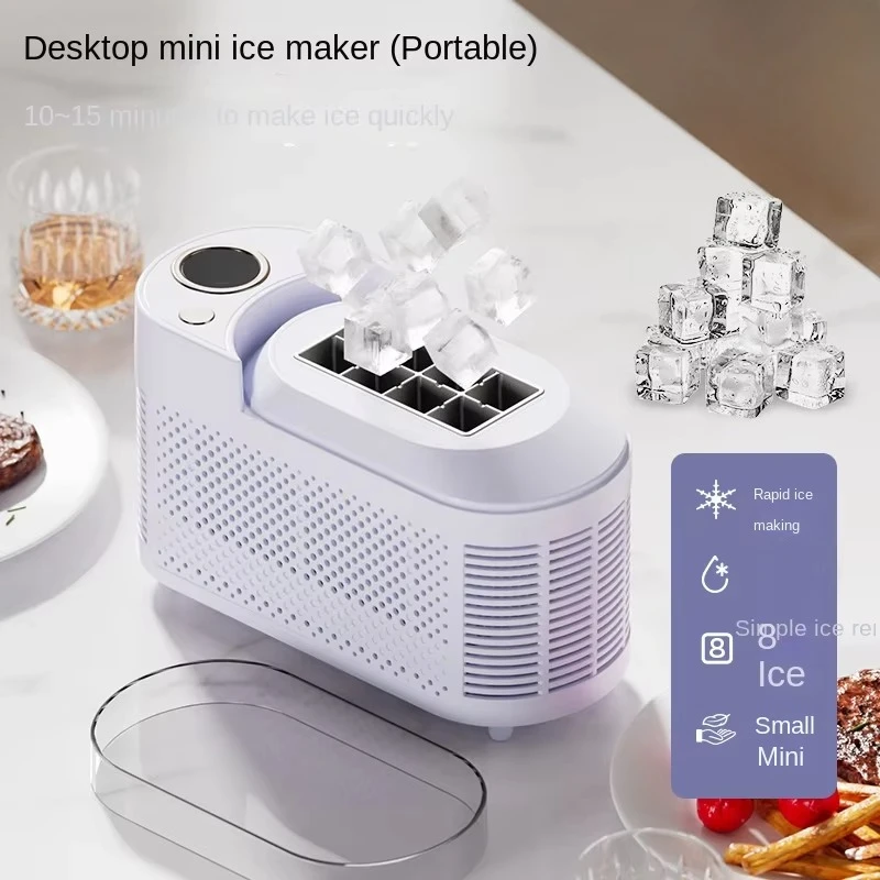 Desktop Small USB Plastic Ice Forming Station, Mini Automatic Cube Ice Production for Office Dorm