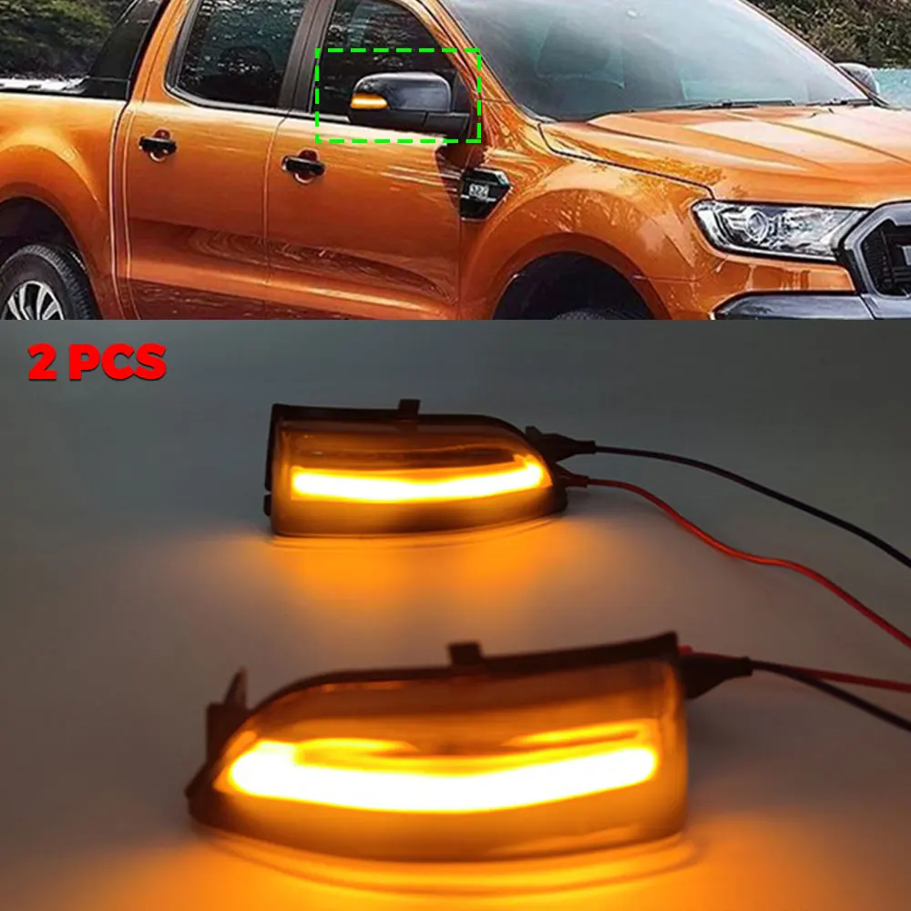 Para Ford Ranger T6 2012 2013 2014 2015 2016 2018 2019 Raptor/Wildtrak indicador de espejo lateral luz LED de intermitente dinámica