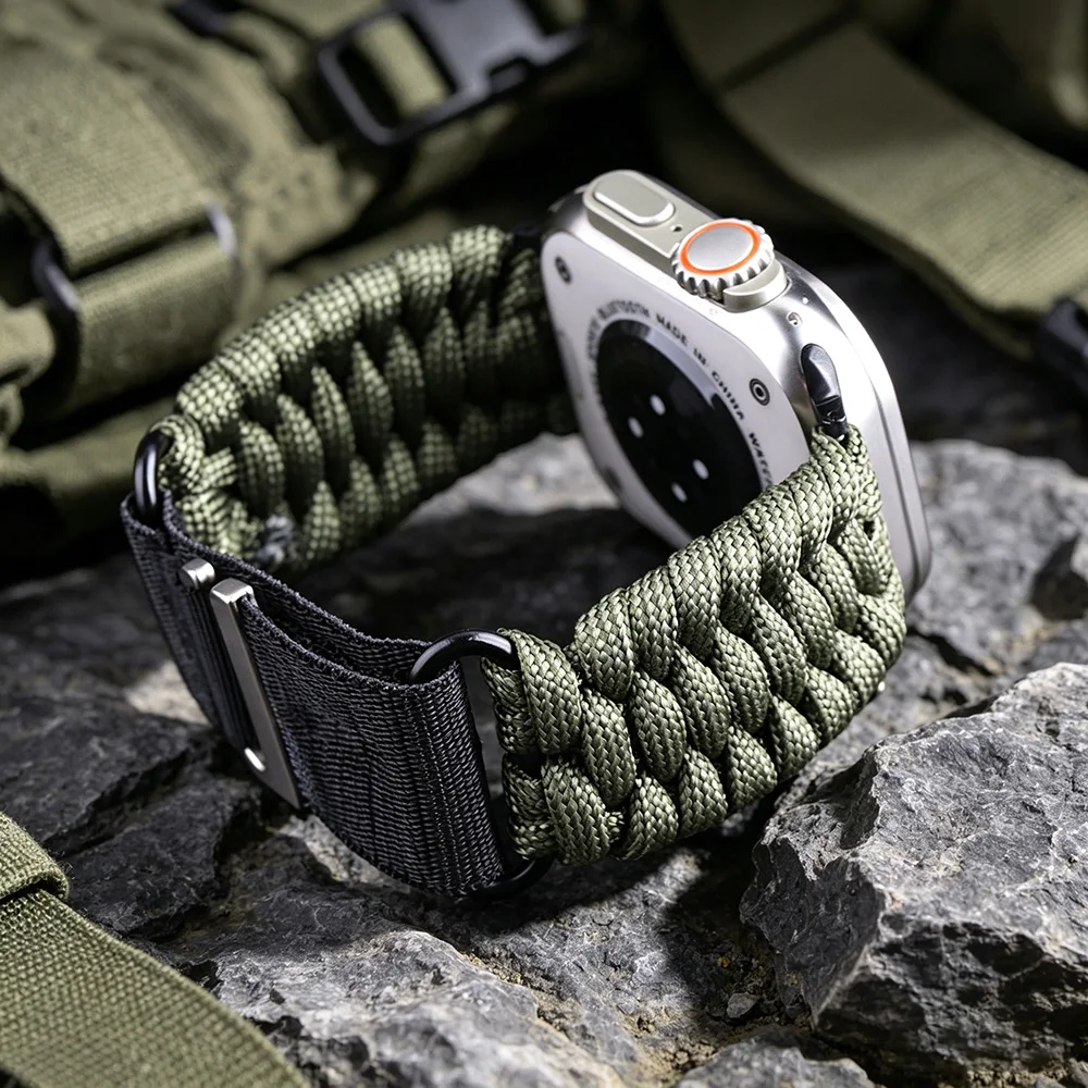 Alpine Nylon Band for Apple Watch Ultra 3/2 49mm IWatch Series 11 10 9 8 SE 7 6 5 4 Outdoor Umbrella Rope Sports Strap Loop