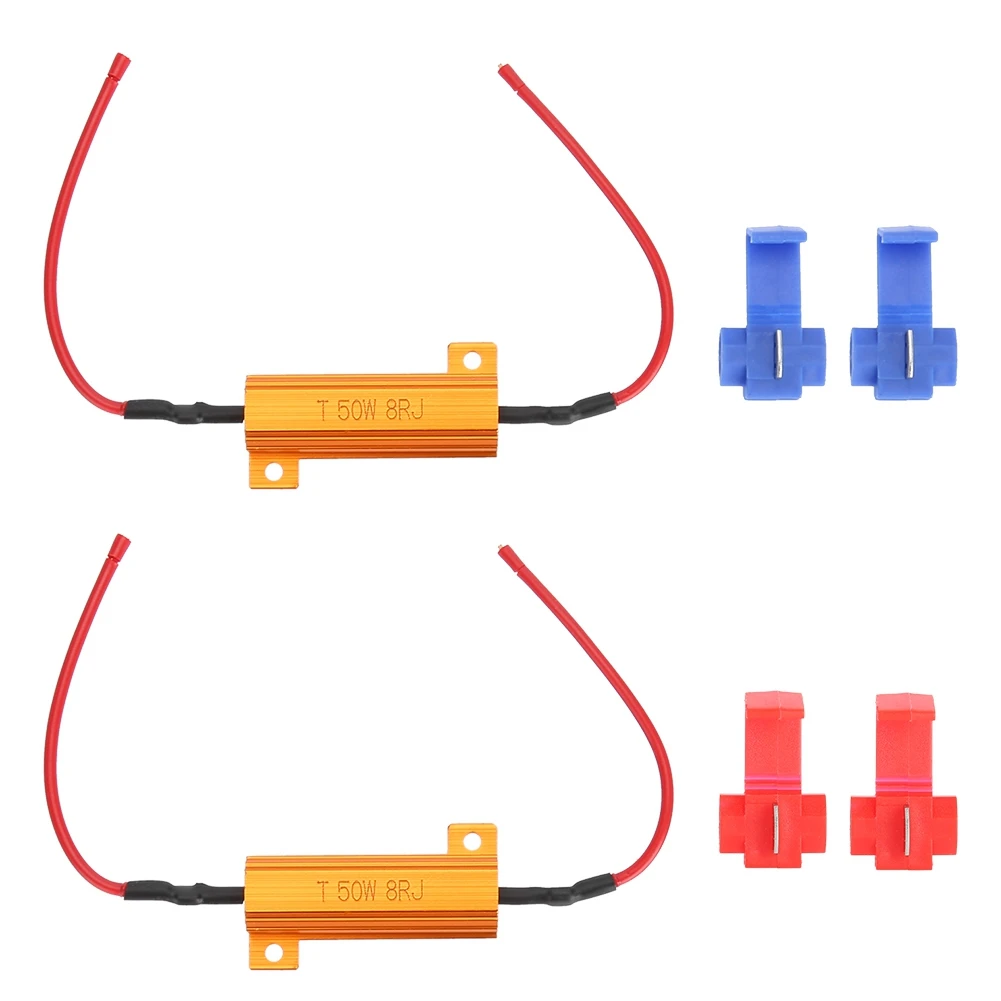 Load Resistor Decoder 50W 8ohm Wirewound Load Resistor Decoder Fix LED Bulbs Hyper Flash Turn Signal Blinker Load Resistor