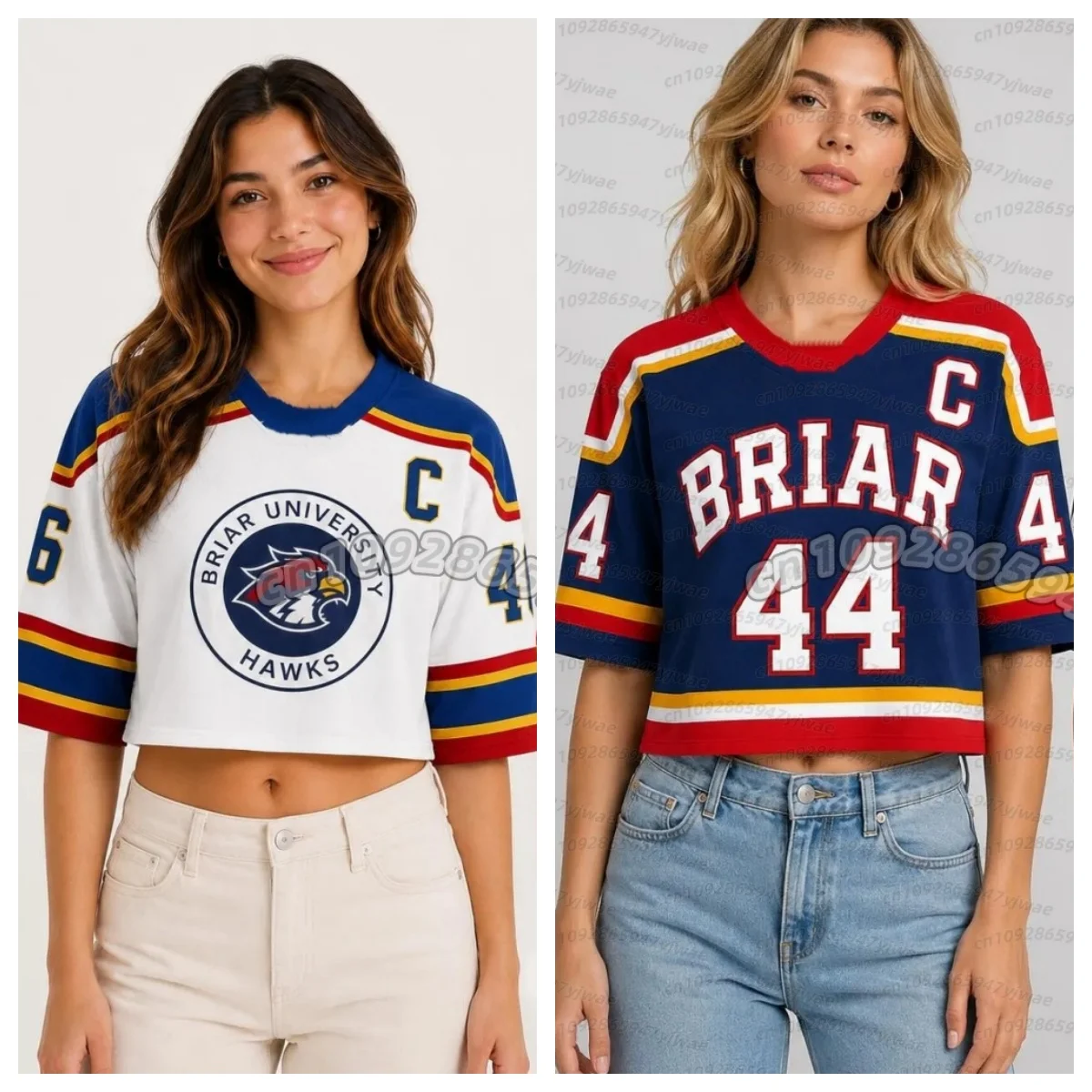 26 Off Campus Briar University Crop Top Jersey Graham 44 22 DI LAURENTIS 66 Tucker46 T-shirt Crop Top WOMEN name tag t-shirt