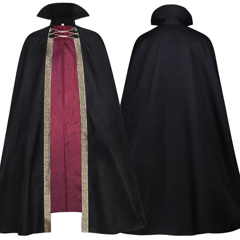 

Baron Cloak Cosplay Costume Halloween Ladies' Ethnic Stage Wear Long Black Robe with Collar for Women