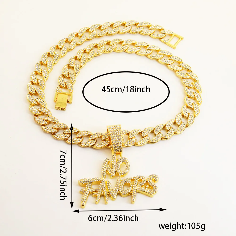 DIY accessories European and American hip-hop full diamond letter pendant Cuban chain necklace personalized nightclub trend cool