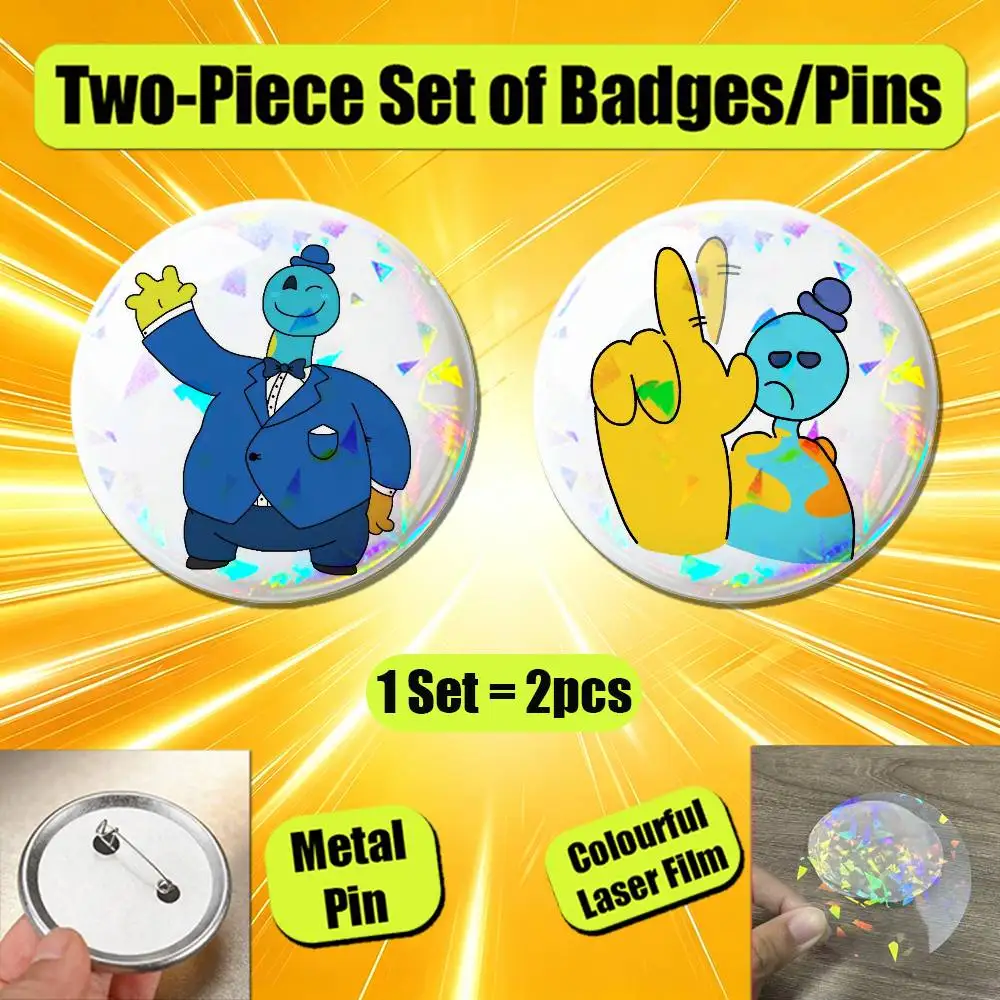 For Doey Doughman Badge Button Brooch Pin Round Decor Fans Collection Cosplay Gift Custom 2PCS Set