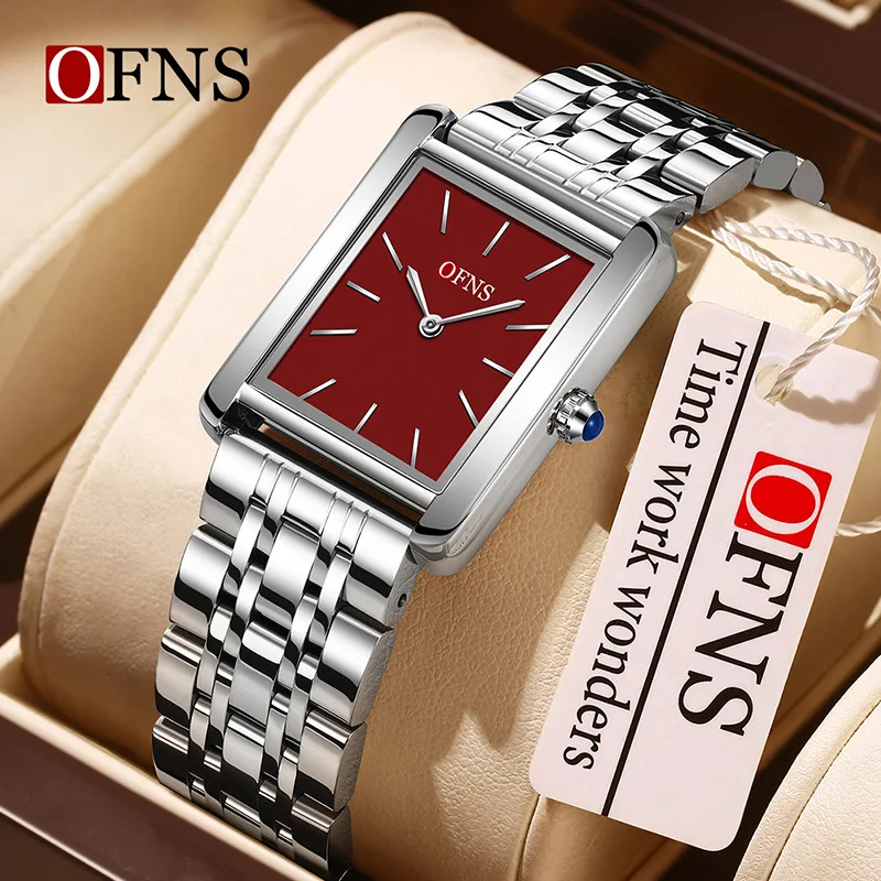 

OFNS new 1586 Roman square quartz women's watch 3ATM waterproof and slim 7.5MM simple and elegant light luxury women's watch