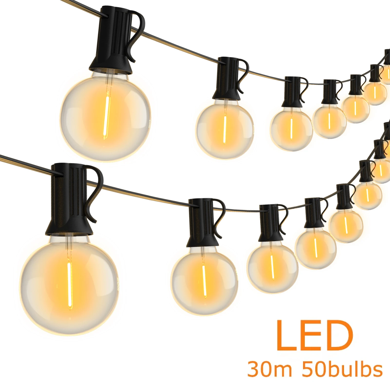 15M 30M G40 LED String Light Fairy Outdoor Light Garland Retro Wedding Backyard Decoration Garden Patio Light String