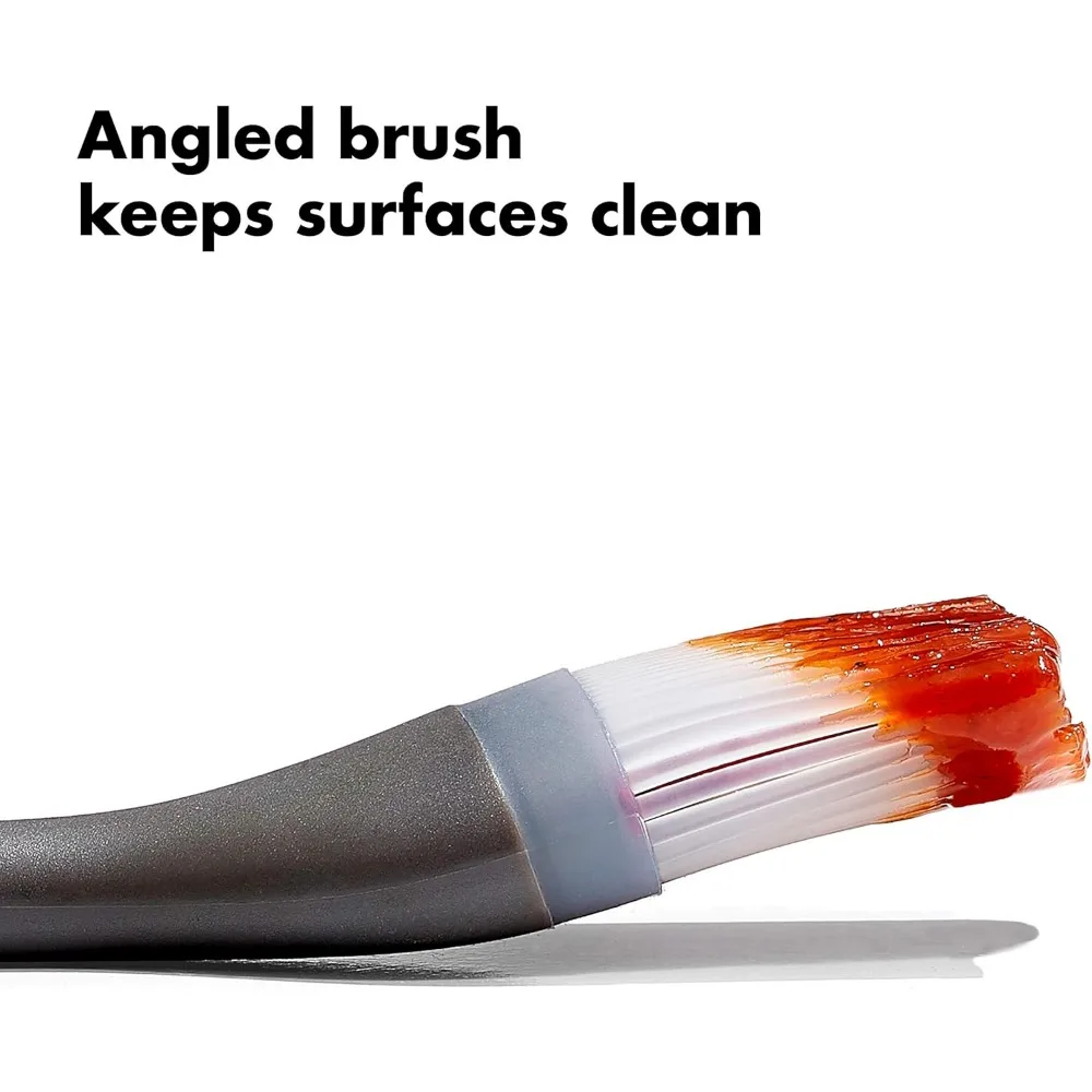 Juego de herramientas para asar premium con recipiente para regar y cepillo, negro