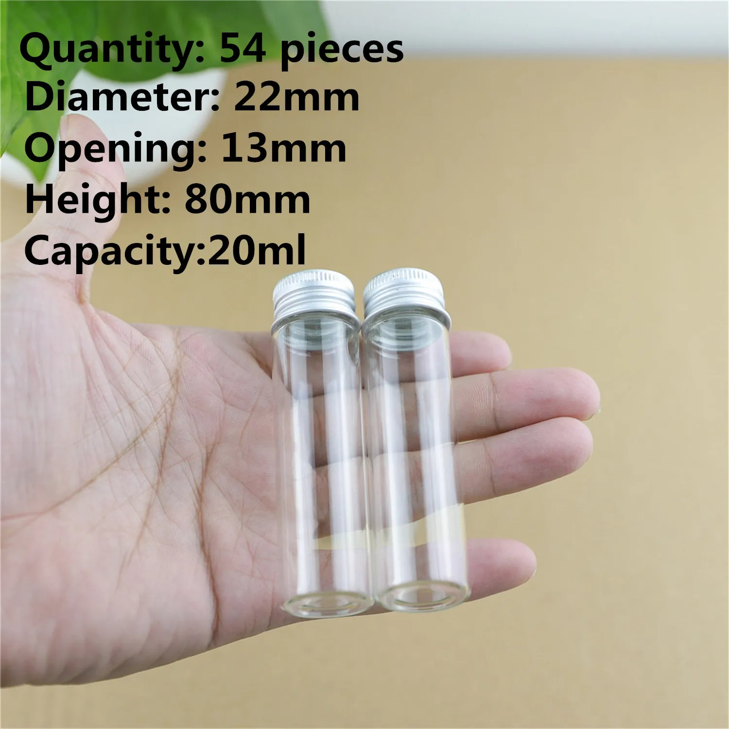 

DECORATIVE Glass tube 54 PCS 13*22*80mm 20ml Small Glass Bottle Glass Jars Test Tube Vials Mini Containers Bottles Decoration