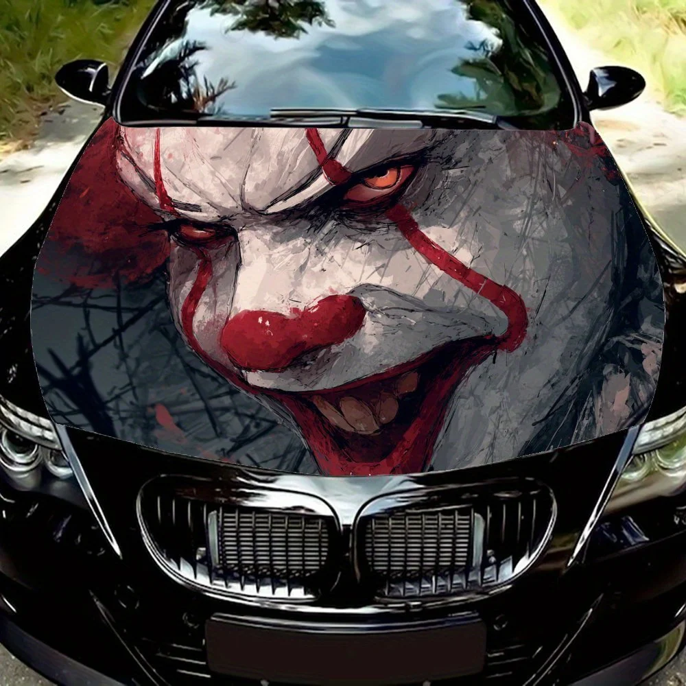 

Наклейки на капот автомобиля Bloody Smile Joker, водонепроницаемые самоклеящиеся, устойчивые к царапинам, легко приклеиваемые, прочные автомобильные наклейки из ПВХ, автомобиль