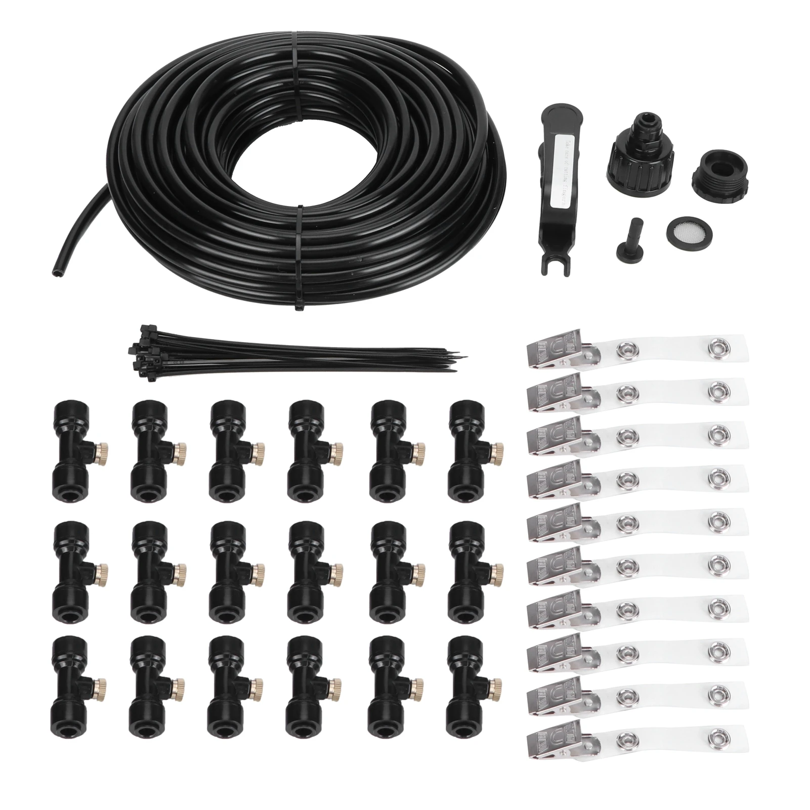 

Garden Irrigation System, Mist Watering Kits with Low Pressure Brass Sprinkler Head, Irrigation Fittings, Misting System, 19M