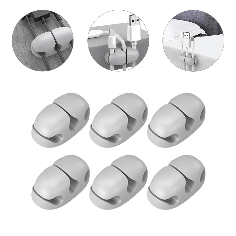 6Pcs Cable Management Organizer Cord Keeper Adhesive Desktop Wire Holder for Home Office Car Wall Mount Secure