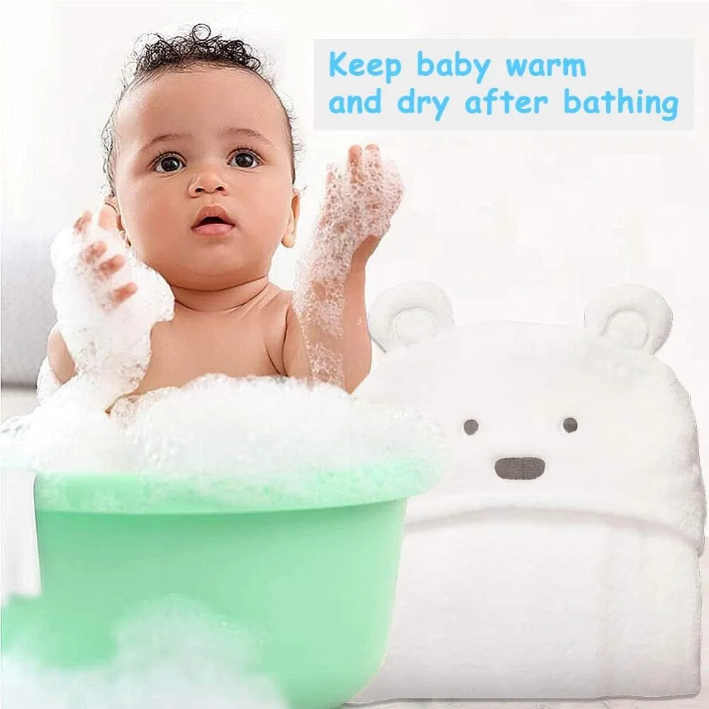 Asciugamano con cappuccio simpatico orso per bambini Asciugamano da bagno Asciugamano morbido per la scuola materna Asciugamani da spiaggia Avvolgente per bambine e ragazzi Cotone organico unisex