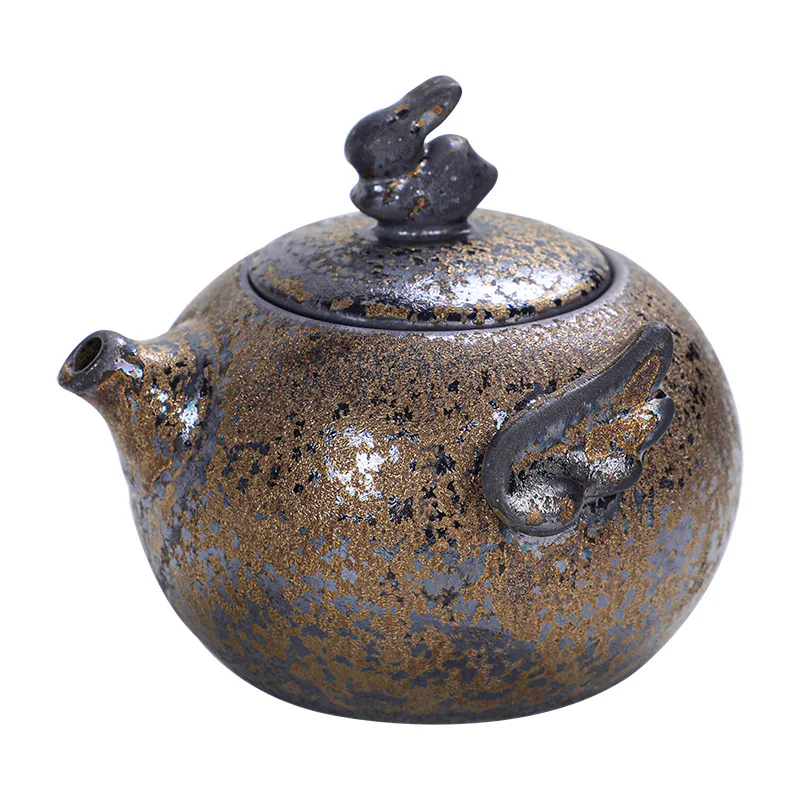 Rust Glazed Tea Pot Ceramic Kung Fu Tea Set Pot Vintage Rough Pottery Yixing Teapots Infuser Teapot Clay Coffeeware Teaware Puer