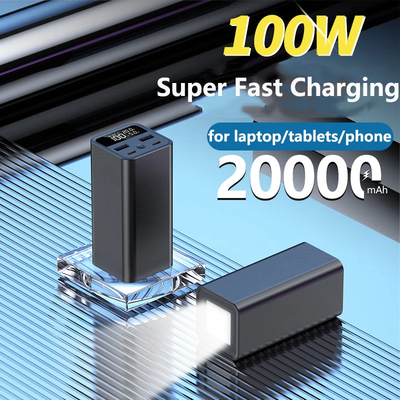 

Power Bank для iPhone Samsung S22 Huawei Xiaomi Ноутбук для ноутбука 100 Вт, 20000 мАч, высокая емкость CPD, двусторонняя быстрая зарядка, внешний аккумулятор