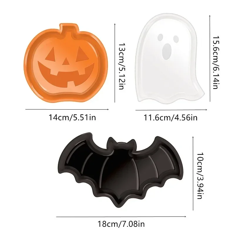 Halloween Spooky Pumpkin Bat Candy Tray Decorative Tray Fruit Tray Plastic Decorative Tray Snack Tray Desktop Sundry Storage