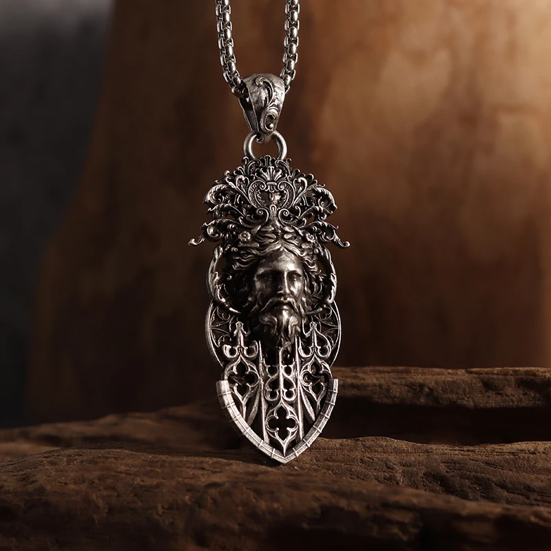 Vintage High Quality Ancient Greek King of The Gods Zeus Pendant Necklace Men Women Mythological Characters Amulet Souvenir Gift