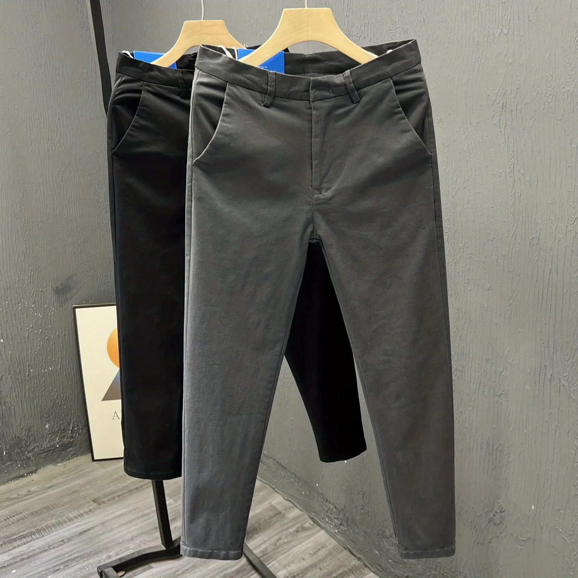 Fashion 2026 Men's Slim-fit Business Dress Cotton Casual Small Feet Summer High-end Pendant Cargo Men's Trousers Streetwear Man