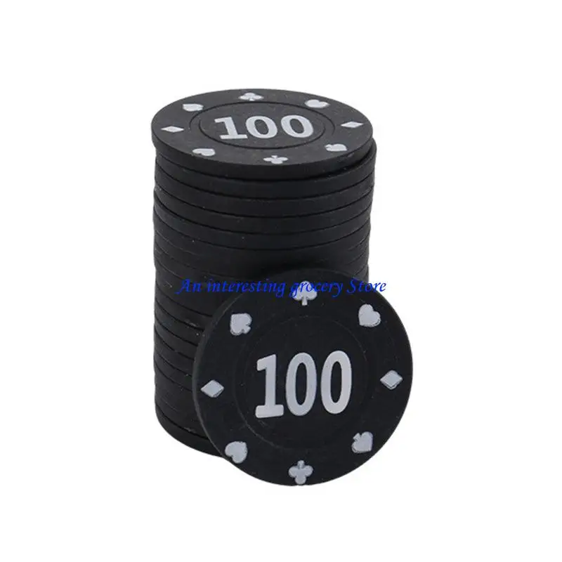 

652D 100Pcs/pack Plastic Chip Gambling Chip Set Professional Casinos Chip European Chip Set Round Coin Set