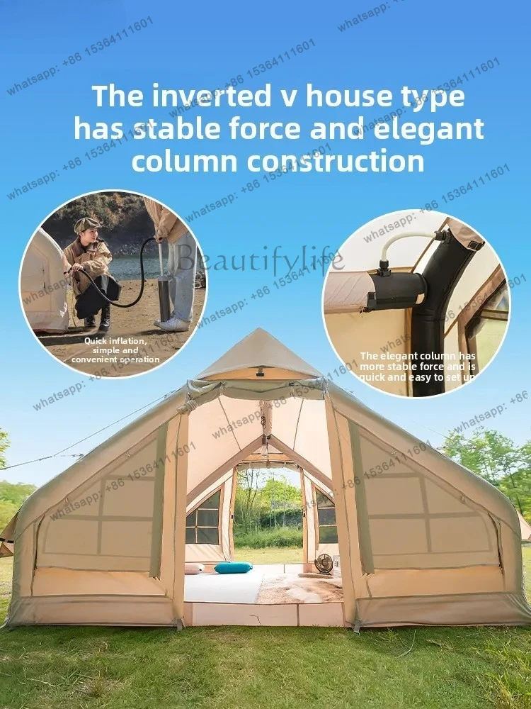 primitive man inflatable tent outdoor portable folding cotton camping rainproof thickened outdoor