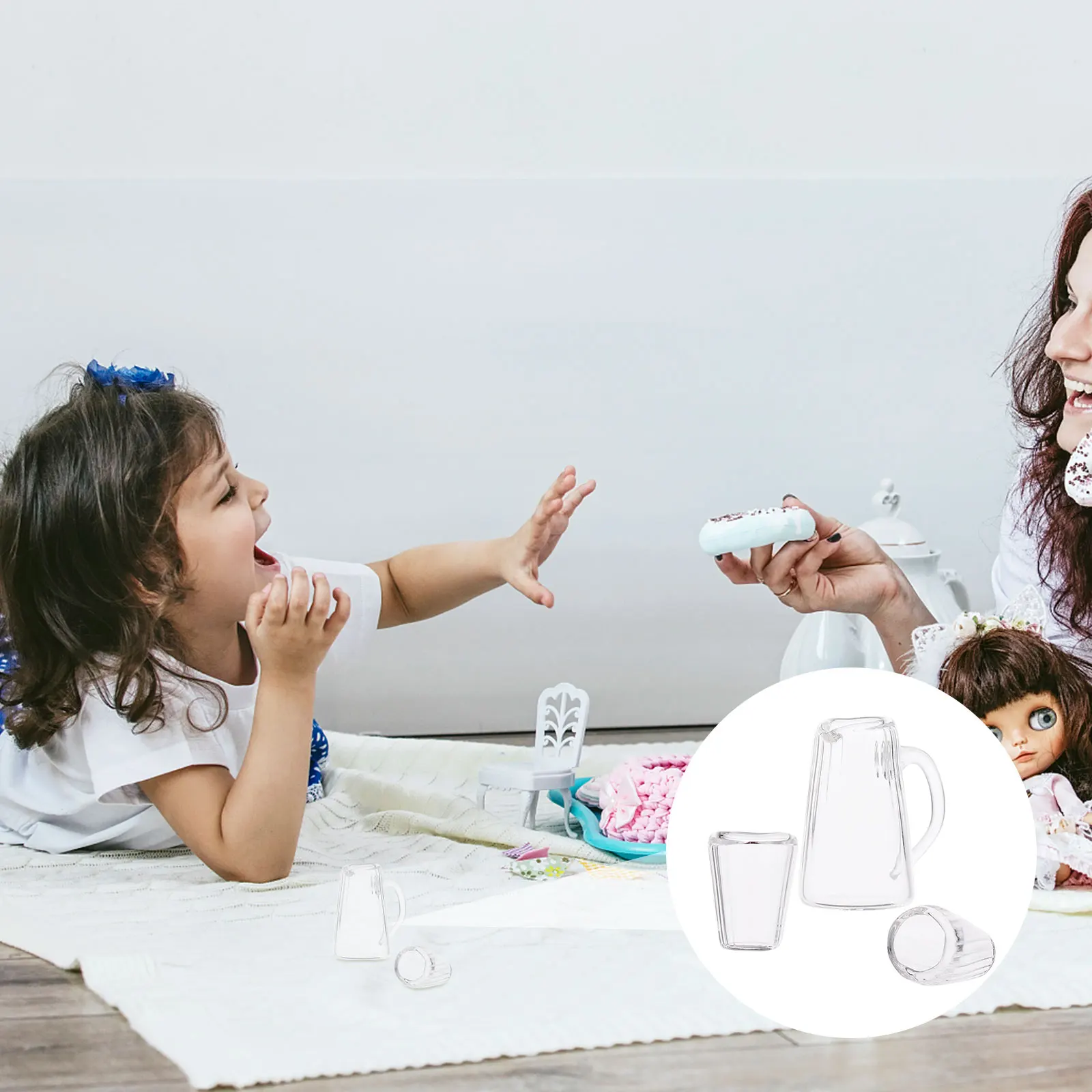 

3 шт., мини-чайник, набор чашек, высокая деталь, мастерство, гладкая поверхность, мини-дом, креативный декор, миниатюрная чашка, миниатюрный домашний декор