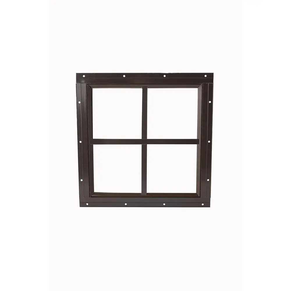 12 x 12 Brown Square Window with Tempered Glass for Outdoor Sheds, Garages, Playhouses, and Barns