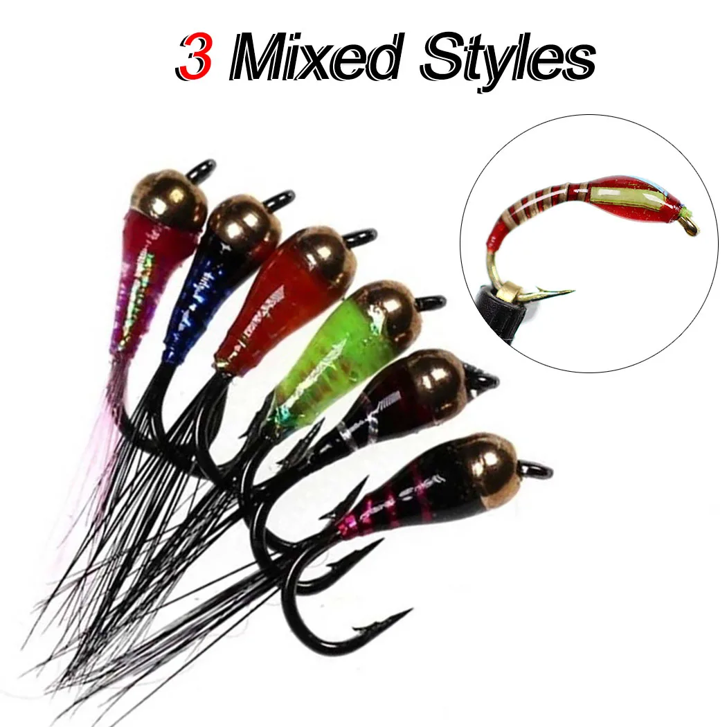 11Pcs/Box Fly Fishing Multiple Color Epoxy Midge Buzzer Nymph Fly Trout Fishing Lure Bait Insect Flies Bait 3 Mixed Styles