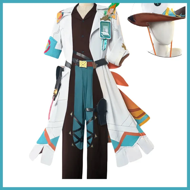 CyGame Ifa تأثيري حلي ناتلان زهرة ريشة عشيرة الطبيب البيطري معطف أبيض عباءة قبعة حذاء شعر مستعار رجل هالوين كرنفال البدلة