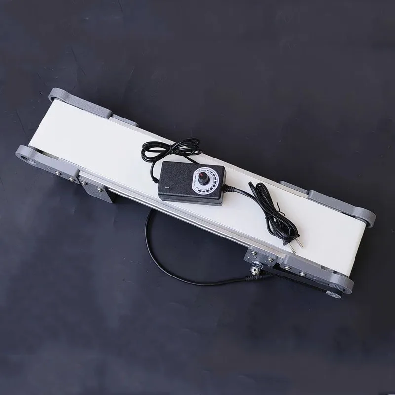 DIY elevator model friction experimental device 10x50CM mini electric desktop conveyor belt speed adjustable 0-116RPM white belt