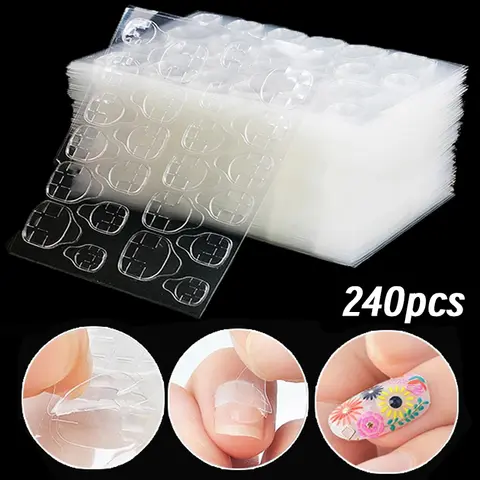 Colle à gelée Double face pour faux ongles, ruban adhésif Transparent pour Nail Art, autocollants de colle, accessoires de manucure réutilisables pour bricolage