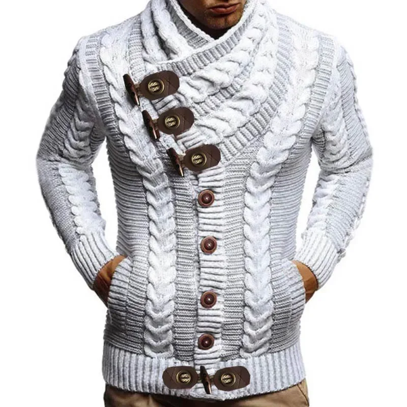 Pop Autumn Winter Turtleneck Sweater Men 2025 New Casual Solid Knitted Cardigan Men FullSleeve Slim Mens Oversized Sweaters Coat