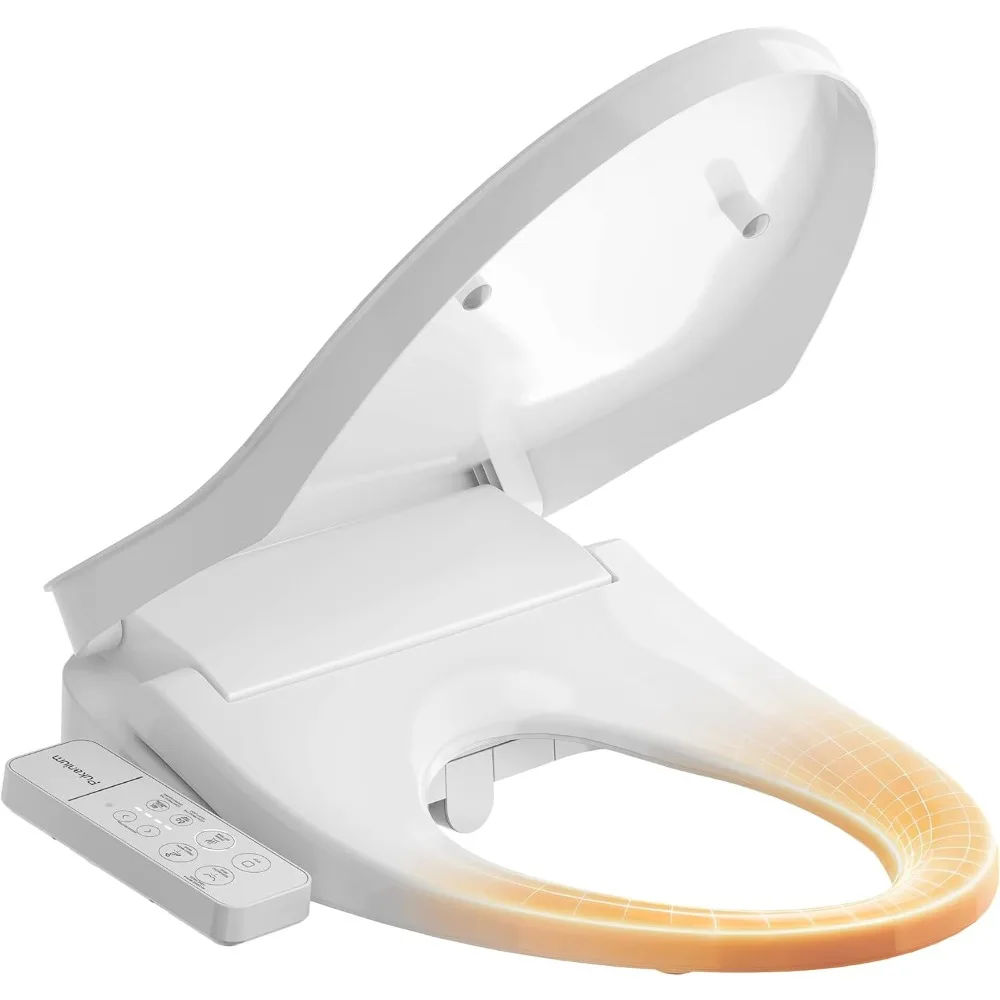 Toilet Seat Elongated, Electric Smart Heated Seat with Air Dryer & Instant Warm Water, 4-Temp Adjustable Feminine Rear/Mov