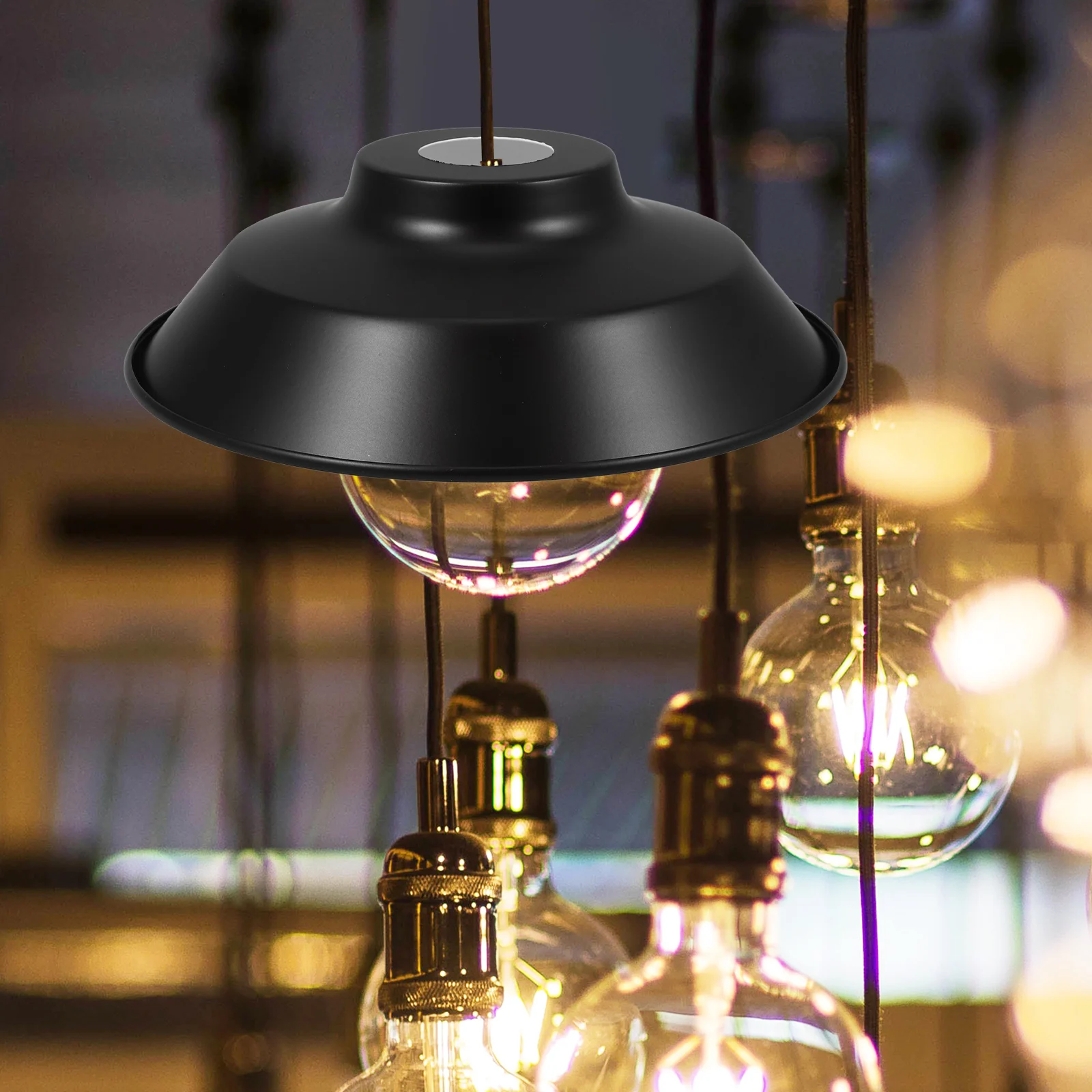 

1pc Black Iron Lamp Shade Industrial Single Head Ceiling Light Decorative Pendant Lampshade Replacement Metal Bulb