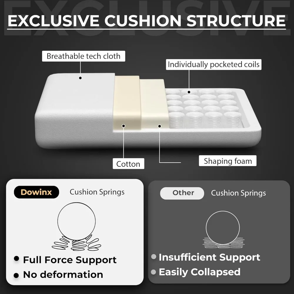 كرسي Dowinx Gaming Chair Tech Fabric مع وسادة زنبركية للجيب، كرسي كمبيوتر مريح مع دعم قطني للتدليك ومسند للقدمين، C #4