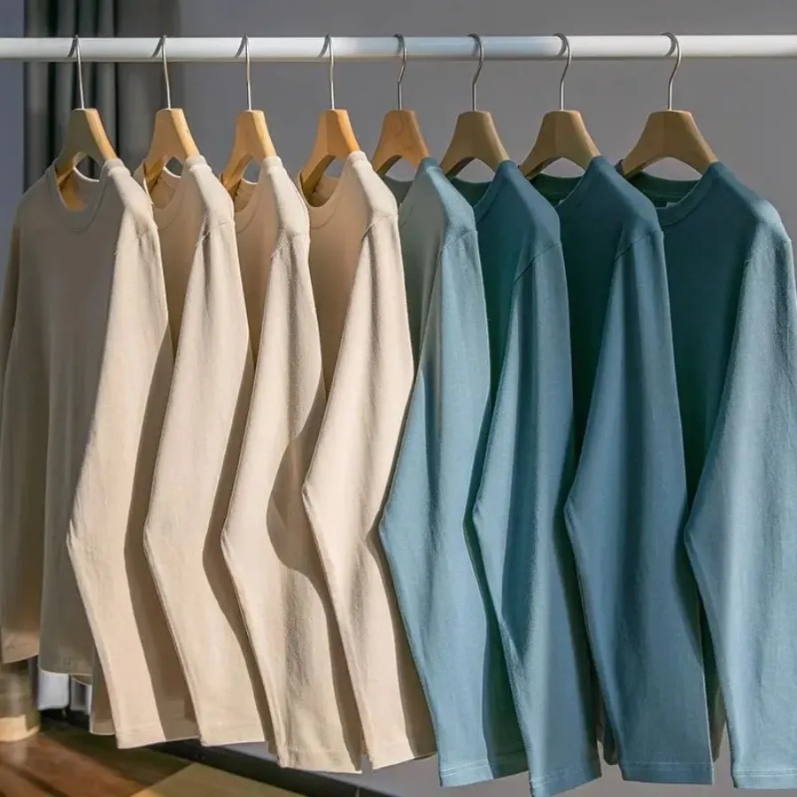 Сверхмощная хлопковая футболка с длинными рукавами 300 г, осенняя мужская и женская футболка большого размера с круглым вырезом, унисекс, свободная рубашка для пар, L-4XL