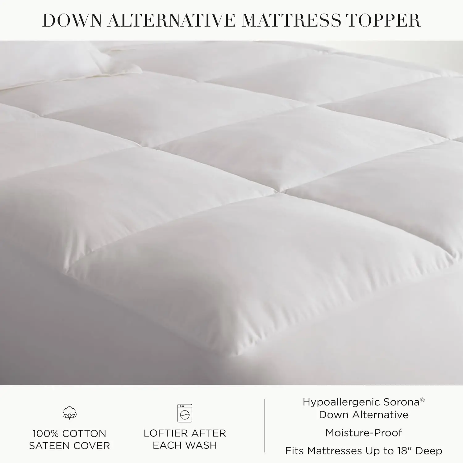 Mattress Topper Enhancer 100% Hypoallergenic Mattress Cover, 3
