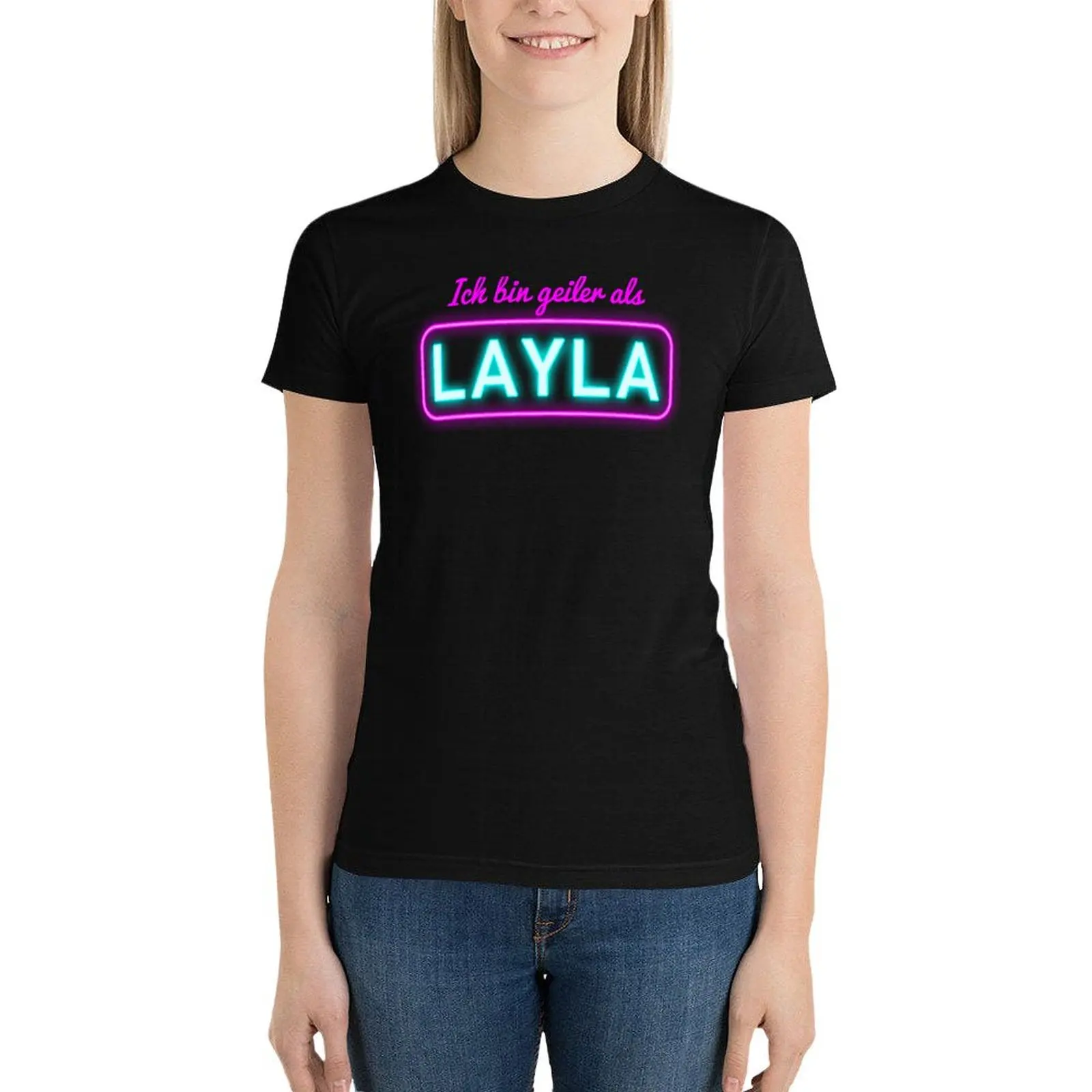 Mallorca I'm hornier than Layla T-Shirt summer clothes plus size tops aesthetic clothes tops t-shirts for Women graphic tees