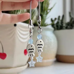 Sweet Y2k Fish Phone Charm Phone Chain Phone Case Pendant Mobile Lanyard Cute Beaded Cell Phone Strap Bag Keychain