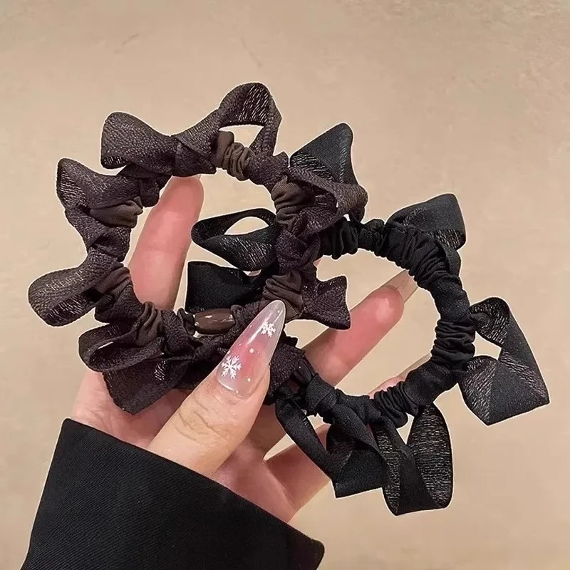 Schleifen und Plissierte Haarbänder Hochelastische Elastische Süße Haargummis für Frauen und Mädchen Modische Schlichte Haarseile Haarschmuck Accessoires