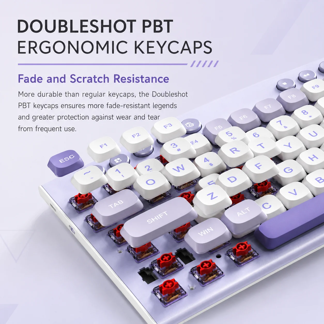 THUNDEROBOT K96 Wireless Mechanical Keyboard Low-profile Productivity Keyboard 98 Keys with Roller Marco Keys PBT Keycaps For PC