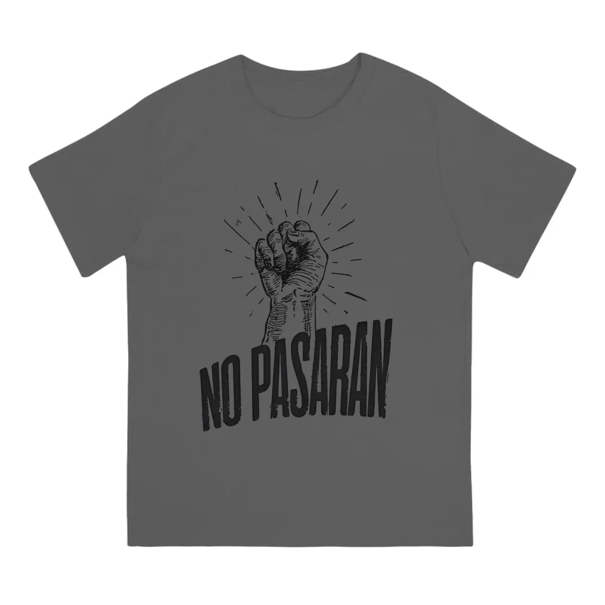 No Pasaran Creative TShirt for Men Fist Round Collar Basic T Shirt Hip Hop Gift Clothes Tops