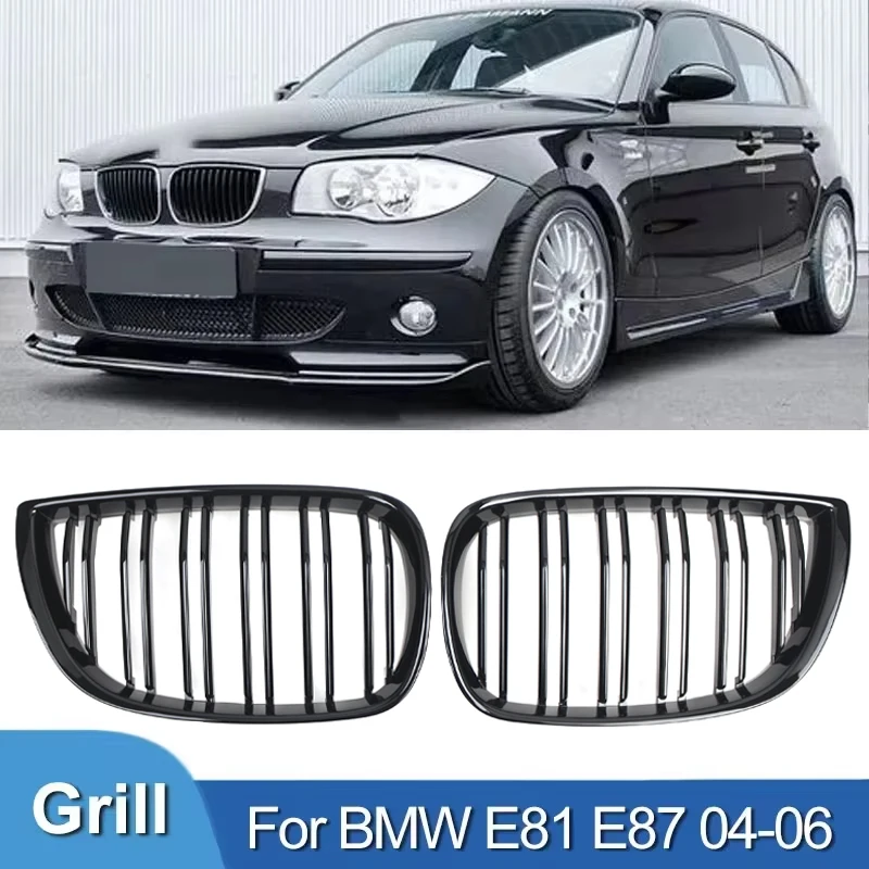 Car Grill Front Kidney Grille Racing Grills Gloss Black Grille Auto ABS Double Slat Grilles For BMW E81 E87 120d 120i 130i 04-06