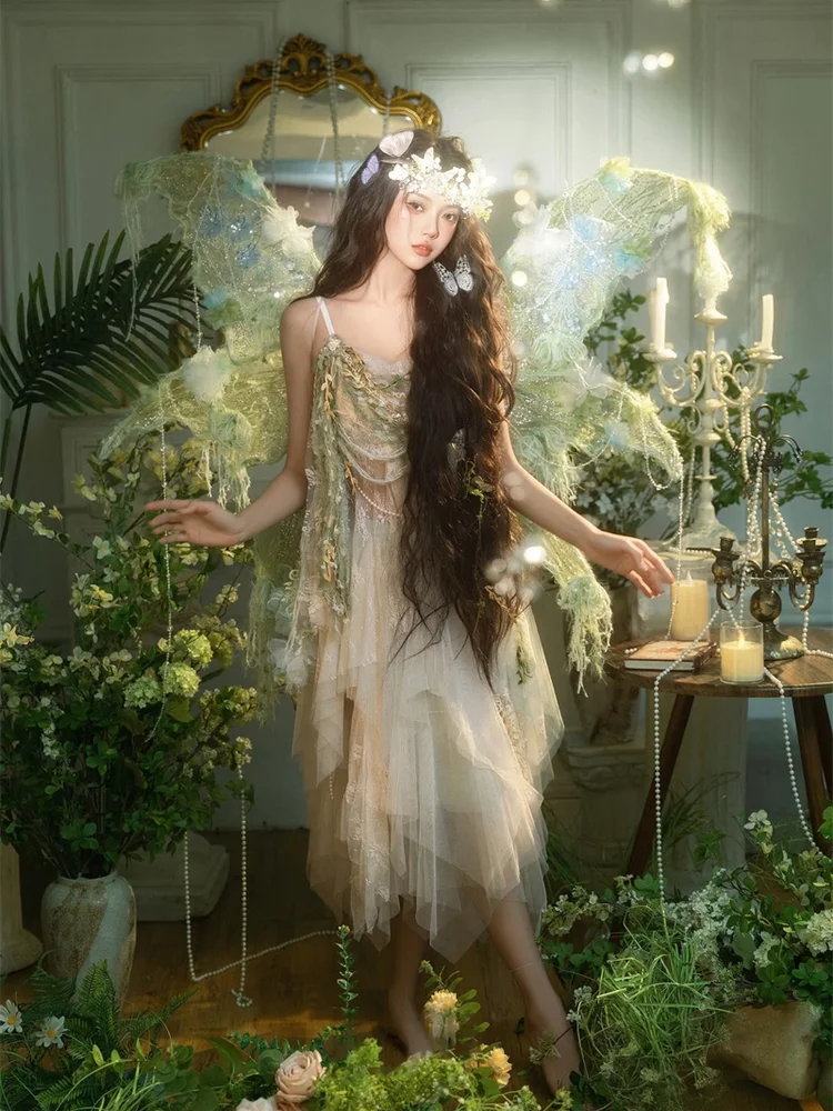 

Костюм для фотосессий Ele Fairy T Forest System: Нарядная одежда для женщин для фотосъемки на природе и выступлений в стиле дикой феи.