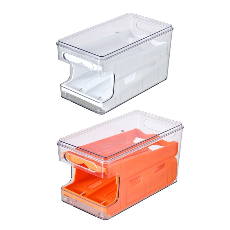 

2Pcs Egg Storage Box, Double Wall Container Food Refrigerator Drawer Organizer Container