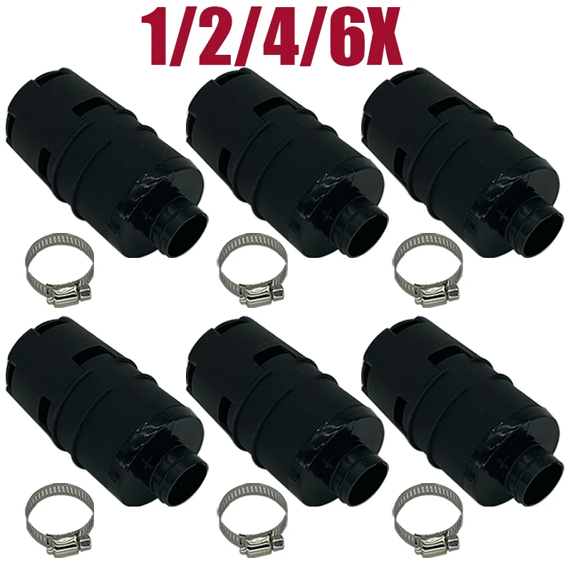 

1/2/4/6X 25mm Car Truck Air Diesel Parking Heater Air Filter Silencer Intake Pipe With Clip Fit For Eberspacher Webasto Black
