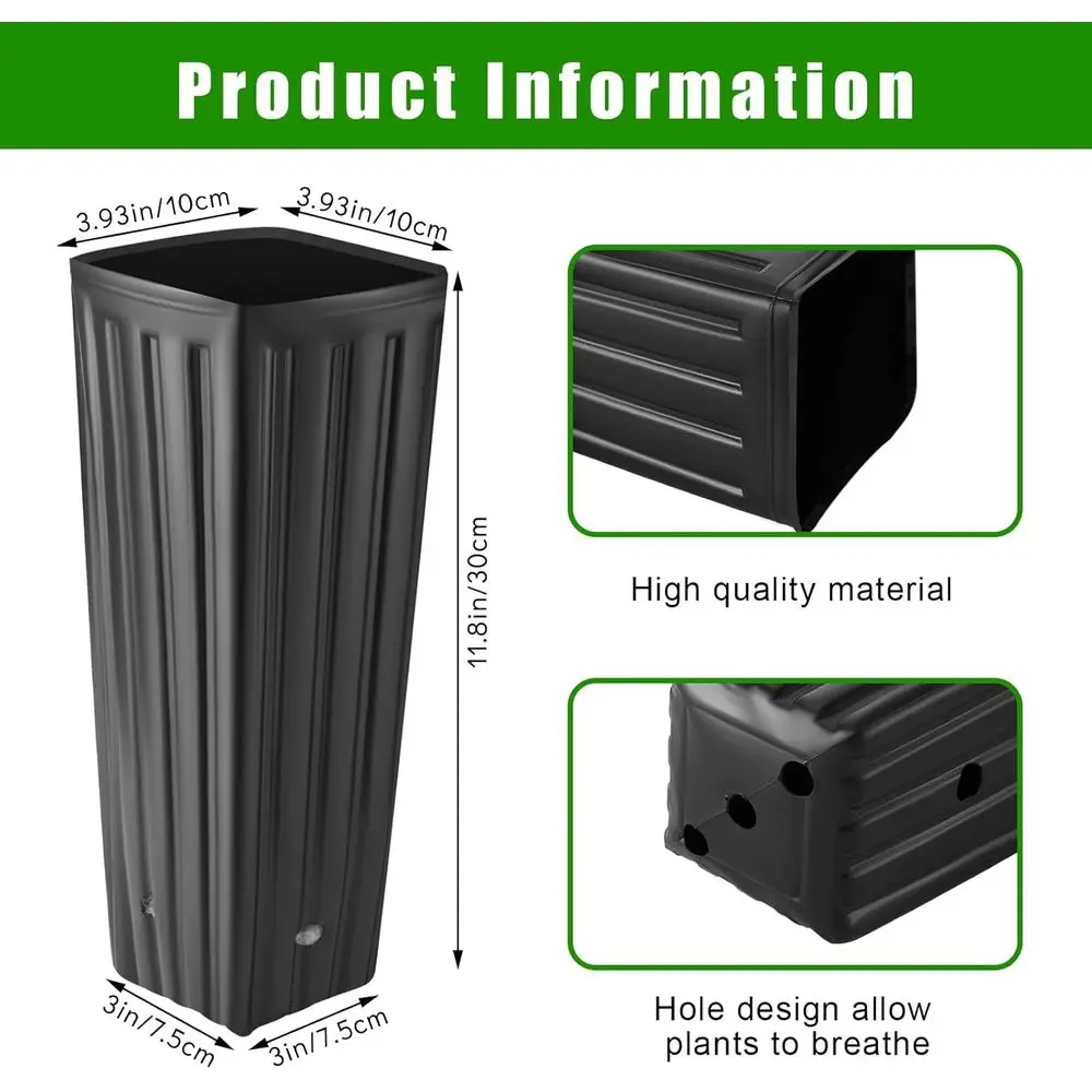 400 Pieces Tall Plastic Deep Plant Pots with Drainage Holes for Seedlings, Suitable for Indoor and Outdoor Gardening (11.8 H X 3