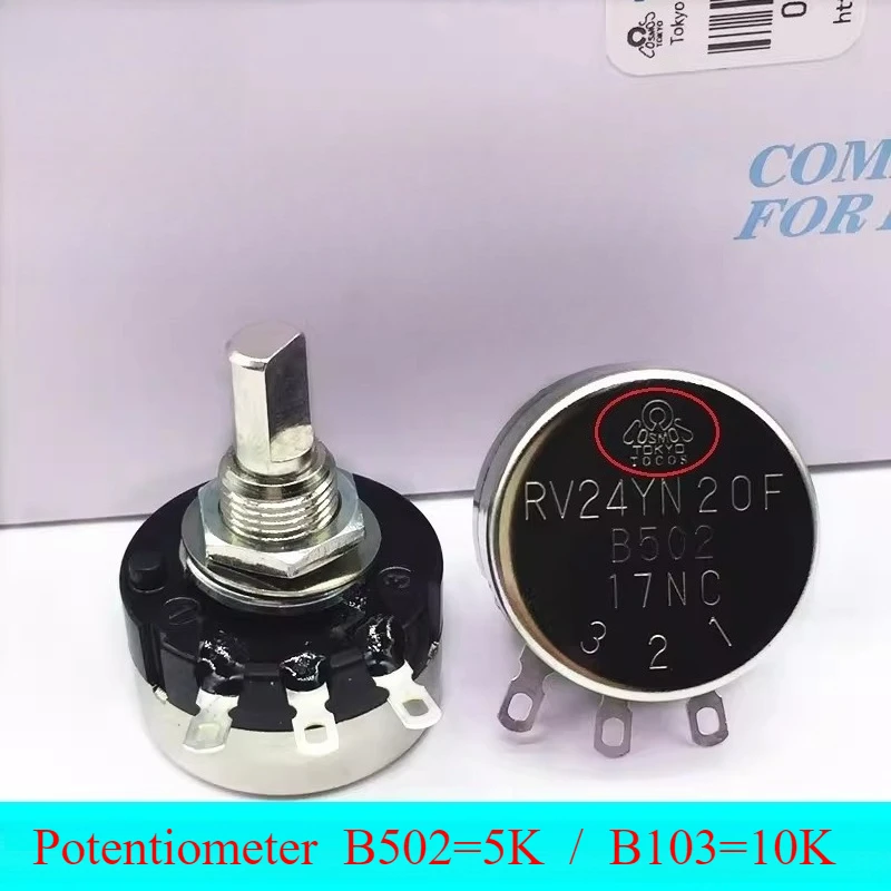 

Оригинальный японский потенциометр RV24YN20FB502 5K B103 10K 10% однооборотный карбоновый потенциометр с осью D 20 мм