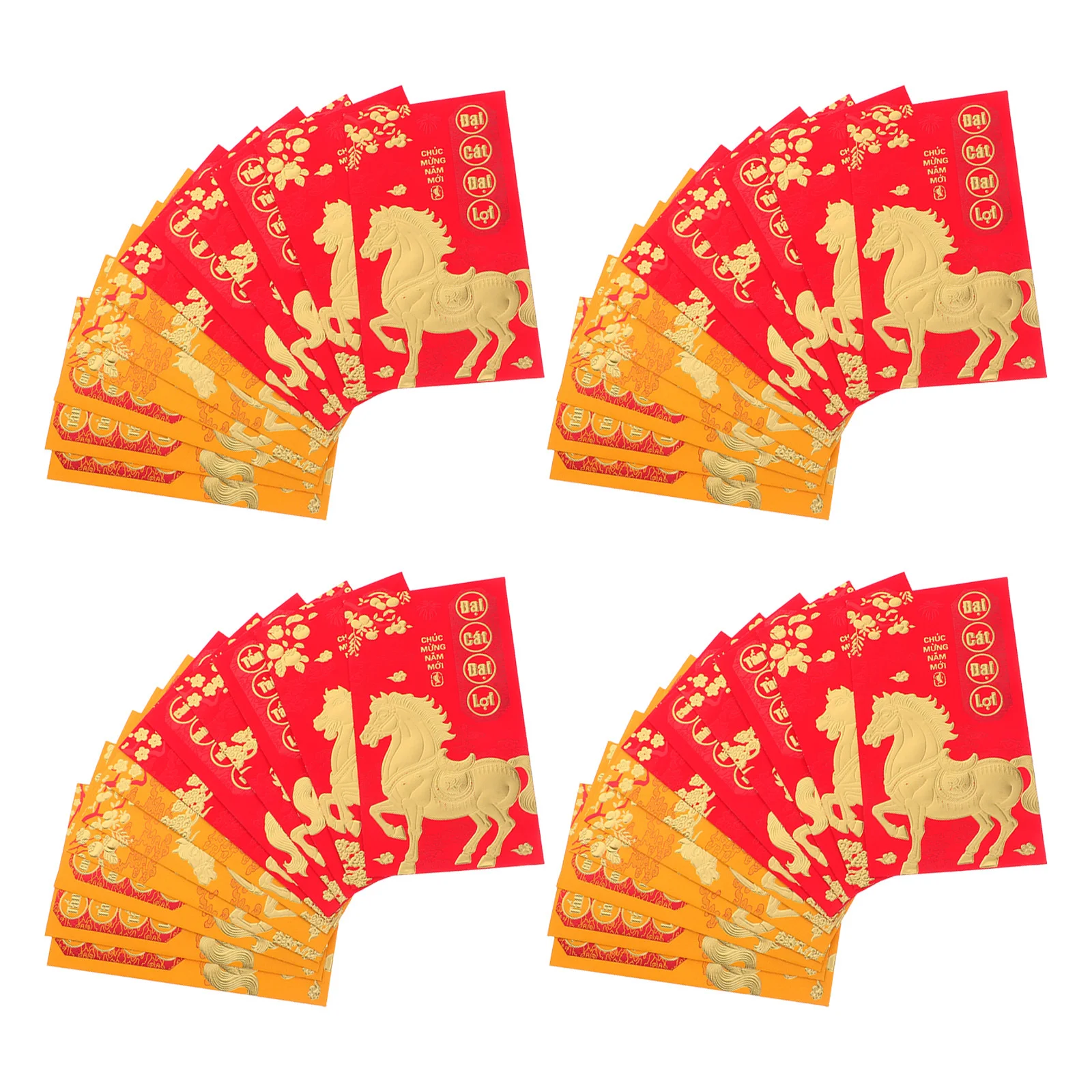 48Pcs 2026 Year of The Horse Red Envelopes Vietnamese Lunar New Year Lucky Money Pockets Festive Zodiac Designs